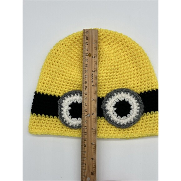 Handmade Crocheted Minion Hat L Child Despicable Me Artisan Beanie Yellow Black - Picture 6 of 7
